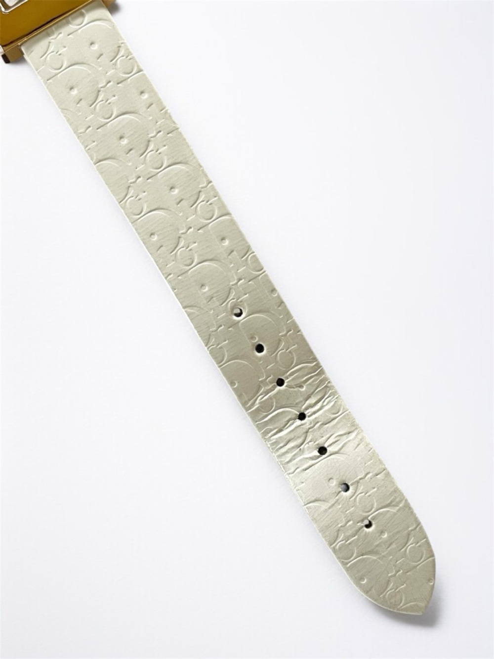 Dior Gold-Tone Rectangular Watch with White Logo Strap - Picture 15 of 17